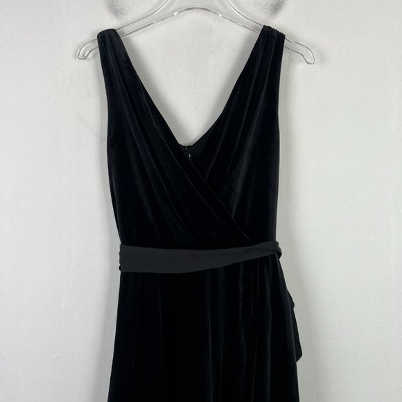 NWT DKNY Velvet Midi Wrap Dress Sleeveless Black Size 12 NEW $139 - Picture 2 of 12